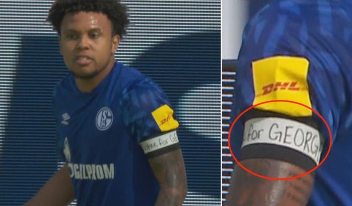 Mckennie dello Schalke scende in campo con una fascia dedicata a Floyd